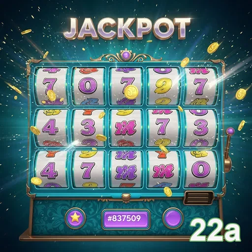 Tela de slot games reforçando jogo responsável na 22a